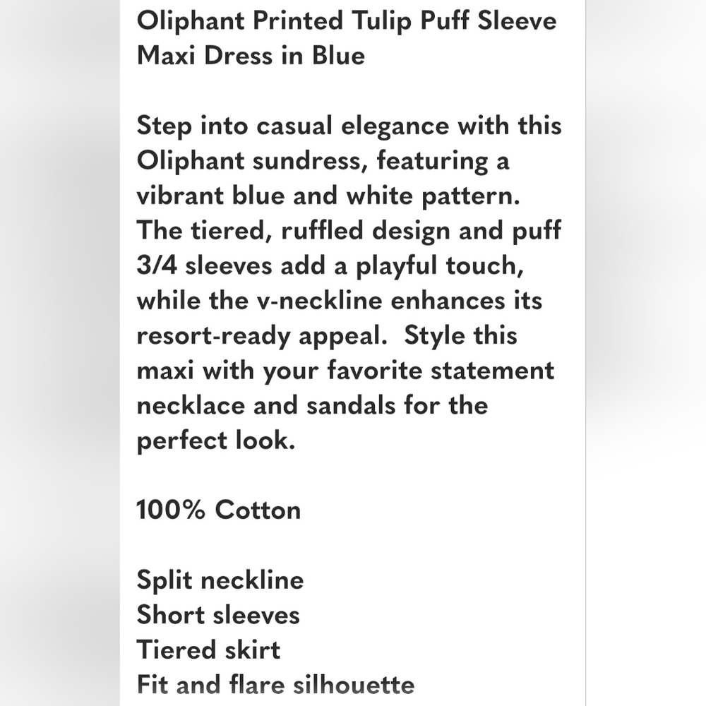 Oliphant Printed Tulip Pocketed Puff Sleeve Maxi Dress With Matching Belt Sz L - Picture 14 of 16